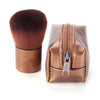 Mini PU Leather Bag Case Aluminum Handle Fiber Bristles Brush